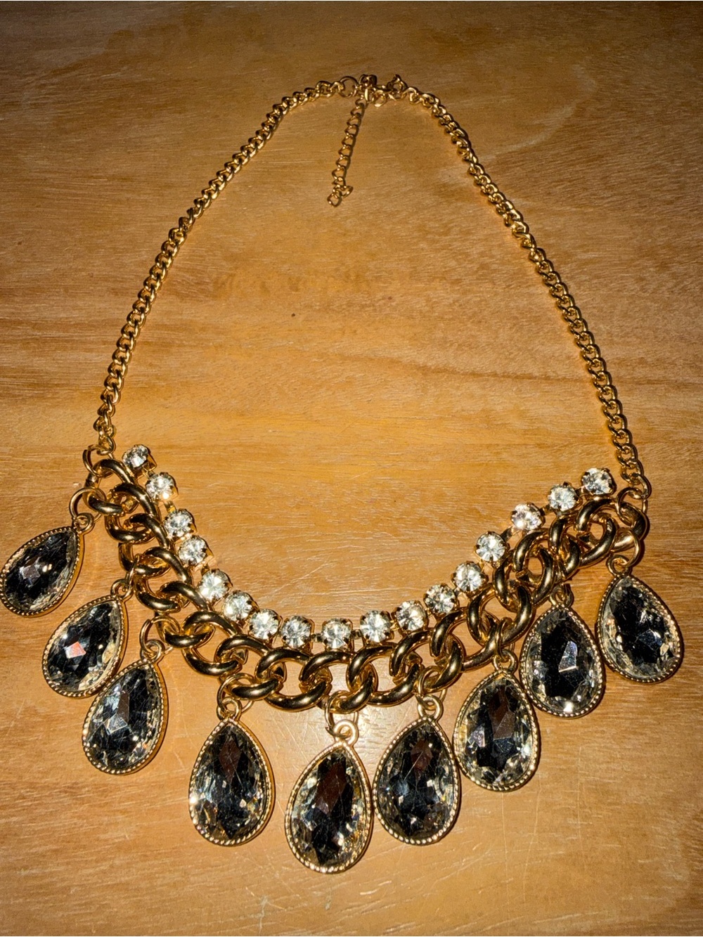 Gold-Tone Teardrop Crystal Statement Necklace - Women Jewelry